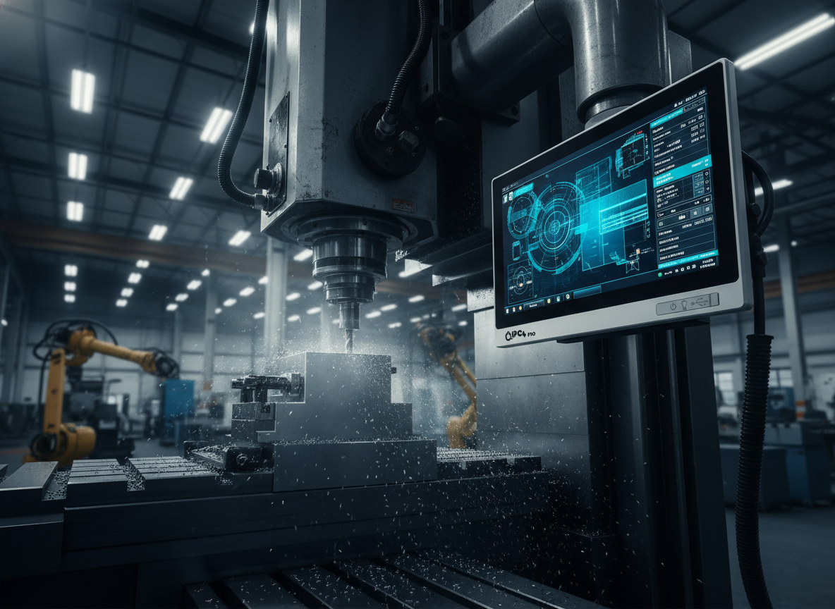 CNC makinesinde IPC4PRO Panel PC – arayüz açık